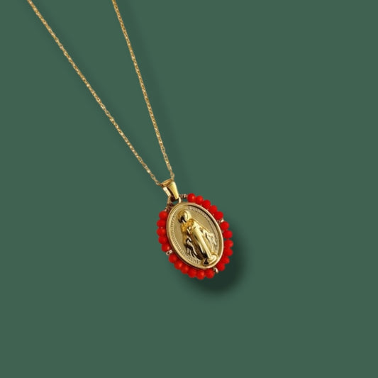 Collar medalla milagrosa naranja