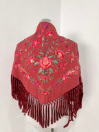 Mantoncillo Clavelines Salmón bordado pastel