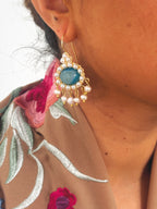 Pendientes Leticia Cristal natural azul y perla