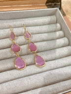 Pendientes Lágrima Triple rosa