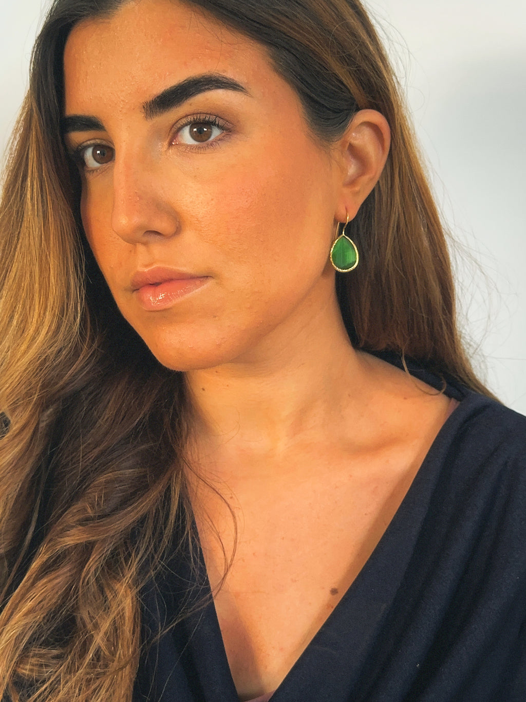 Pendiente lágrima cristal esmeralda