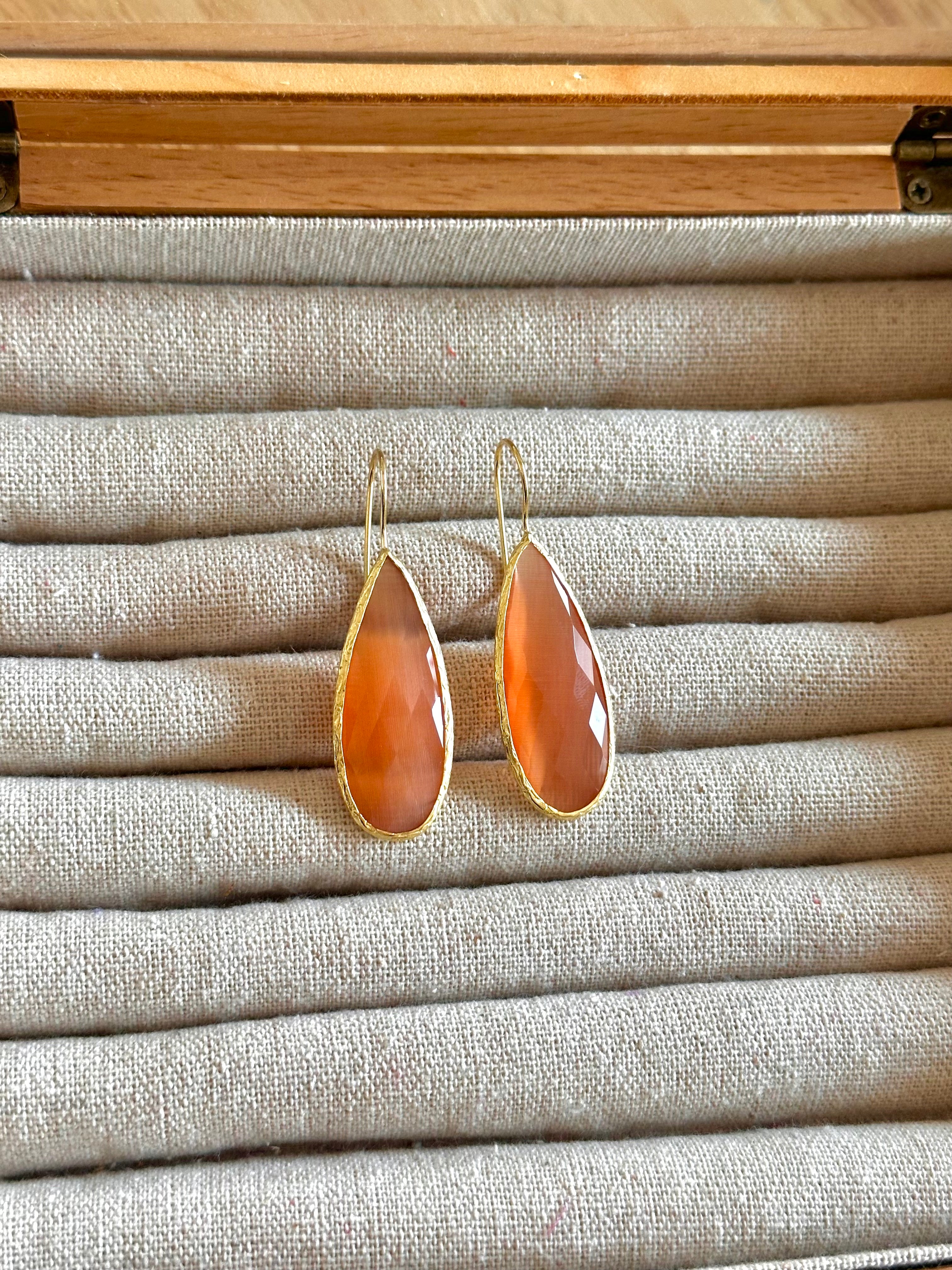 Pendientes lagrima big naranja