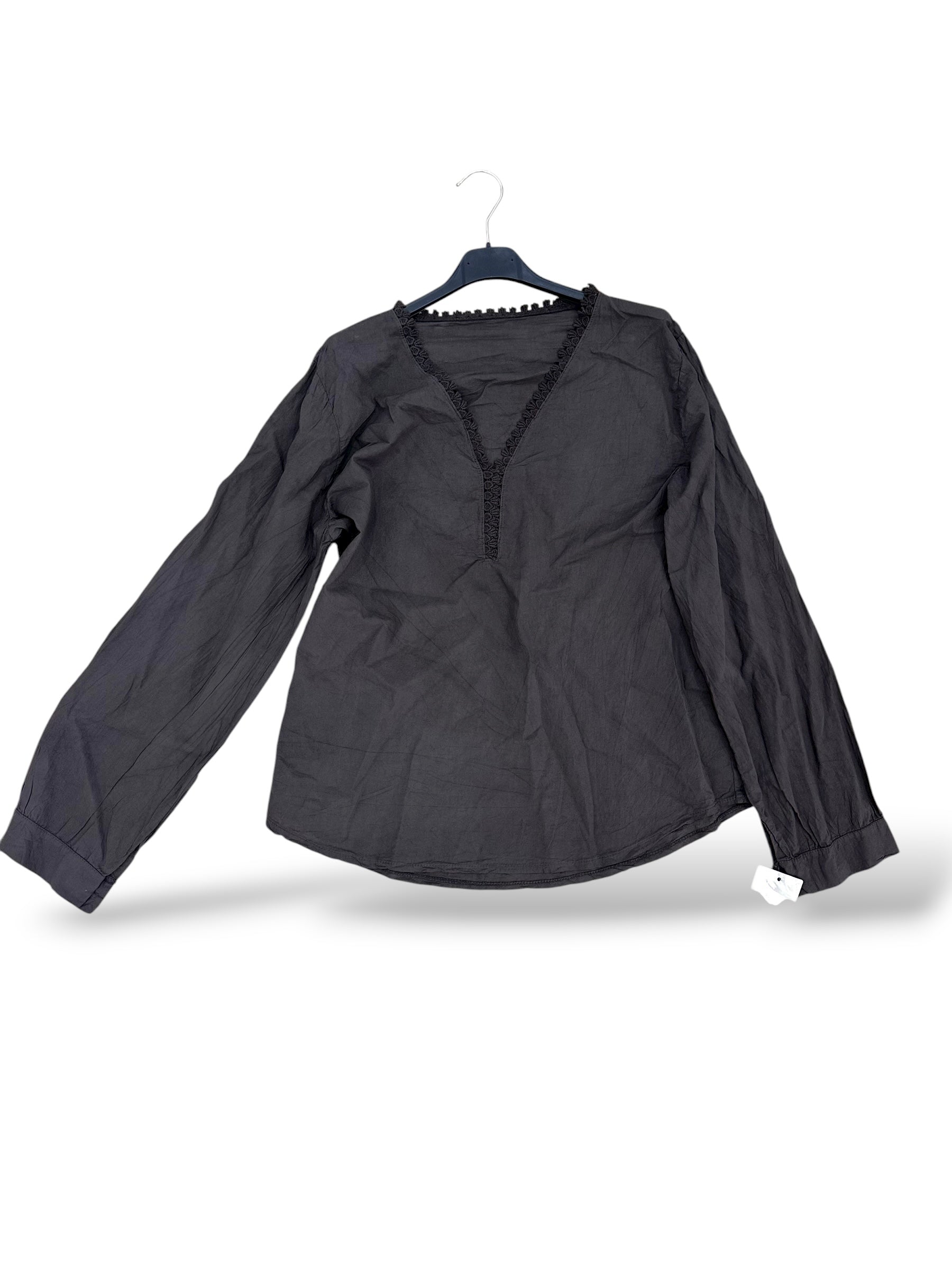 Blusa básica detalle gris oscuro