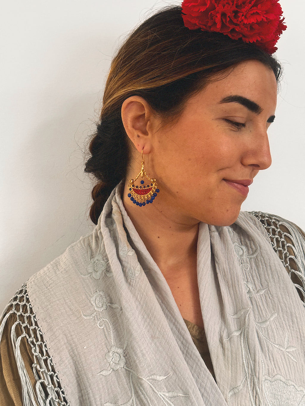 Pendientes Candela Rojo y Azul Eléctrico