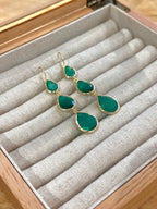 Pendientes lágrima triple Esmeralda