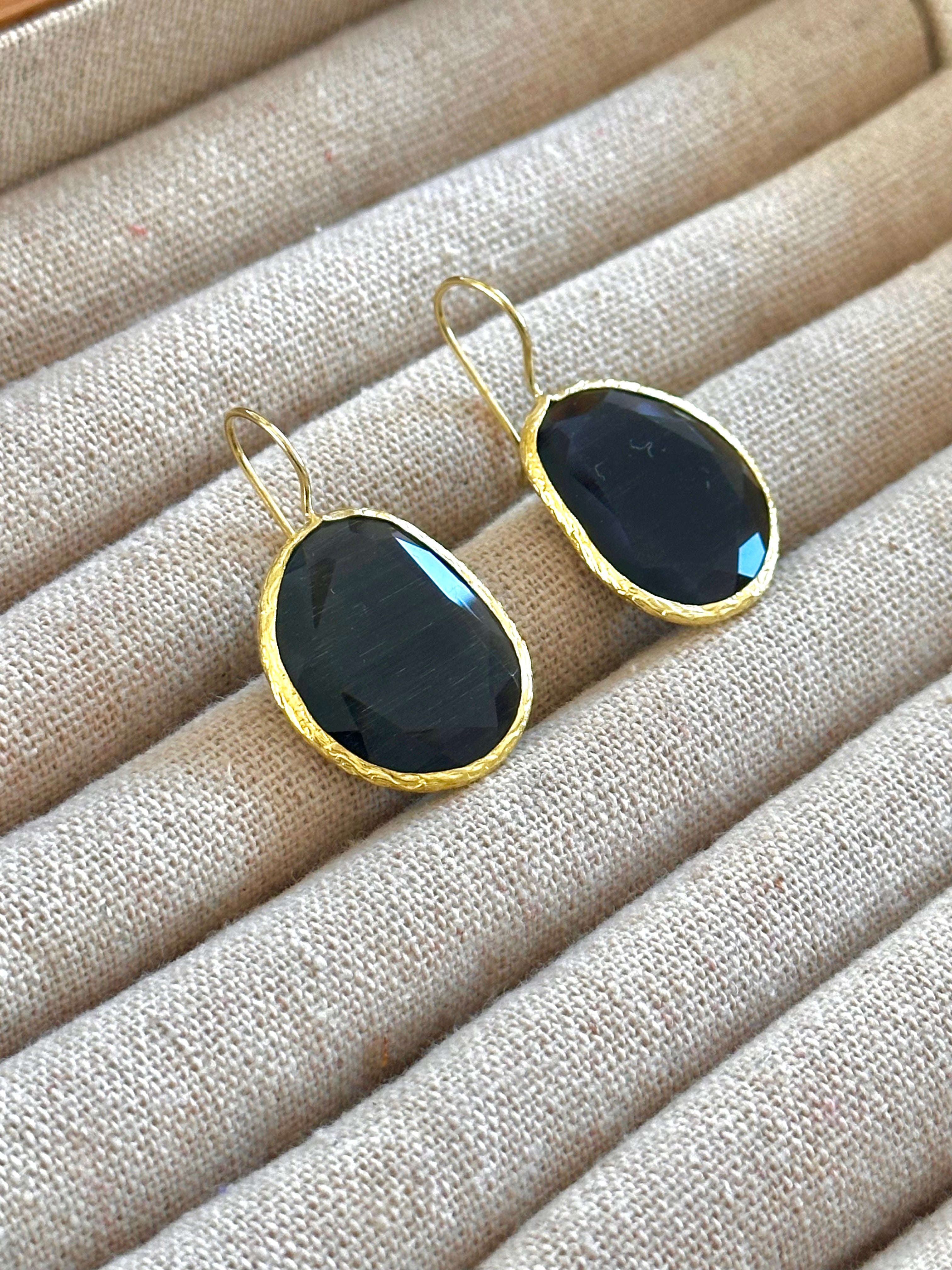 Pendientes óvalo negro