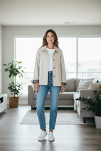 Gabardina Corta Beige