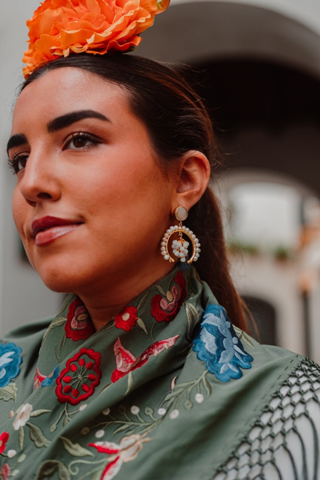 Pendientes Vid perla blanco