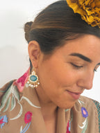 Pendientes Leticia Cristal natural azul y perla