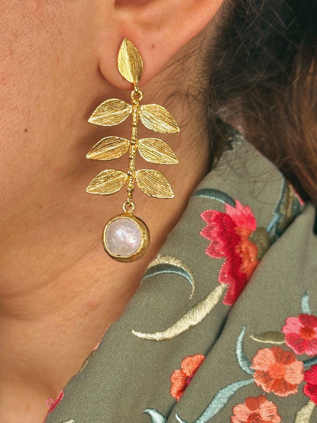 Pendientes Hoja Perla Madre