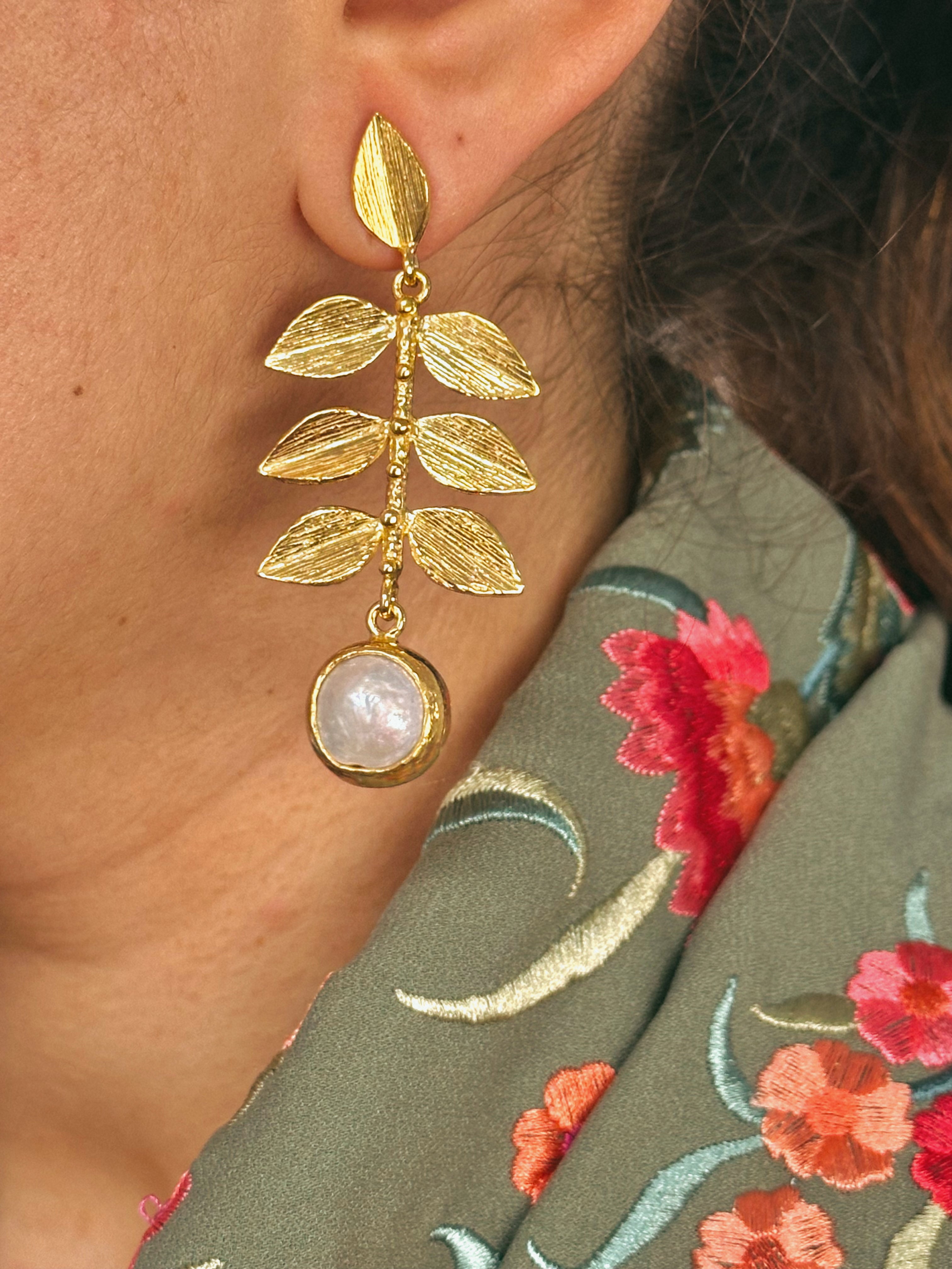 Pendientes Hoja Perla Madre