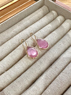 Pendiente lagrima rosa