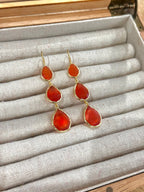 Pendientes lágrima triple naranja