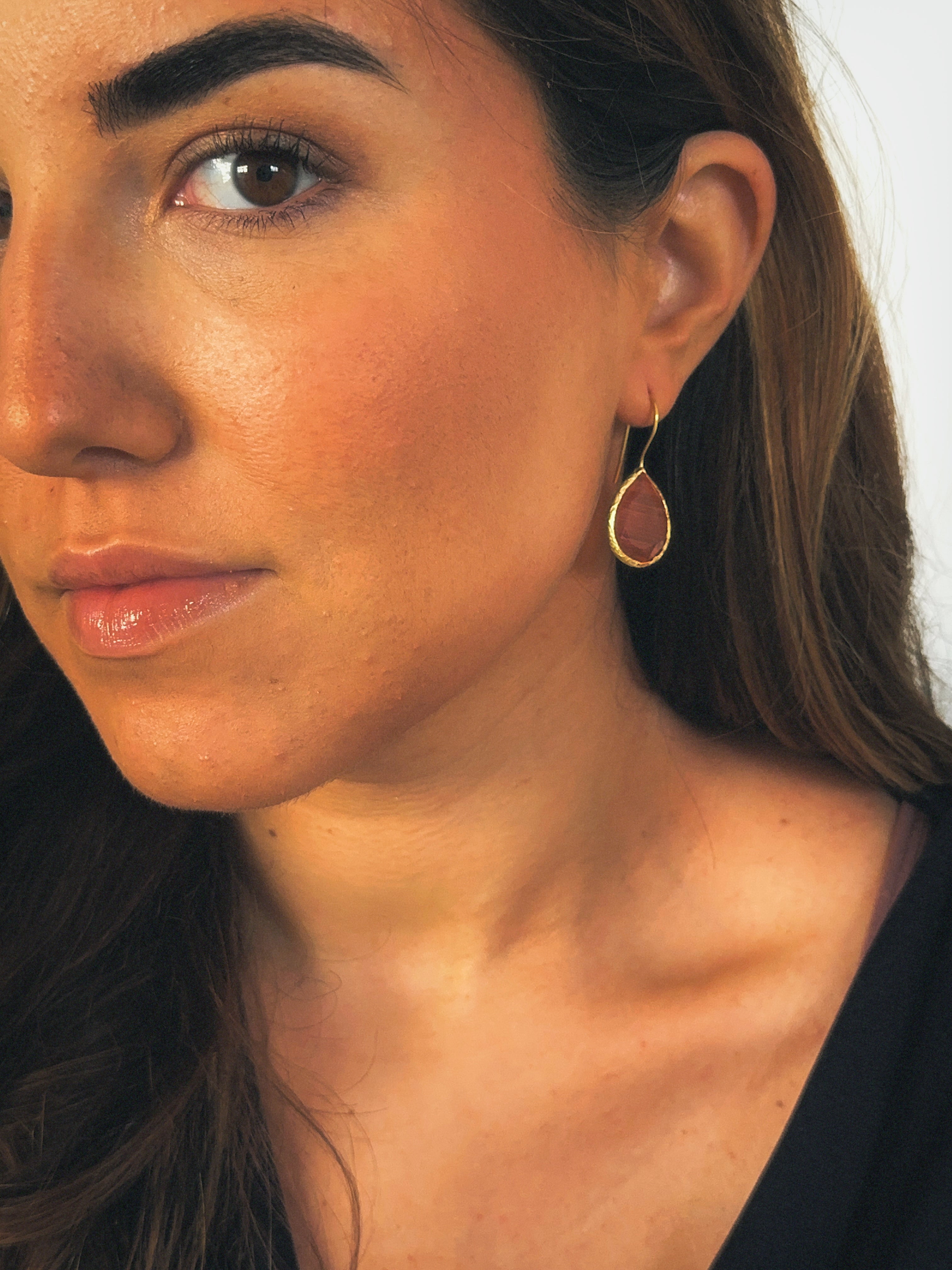 Pendiente lágrima cristal naranja