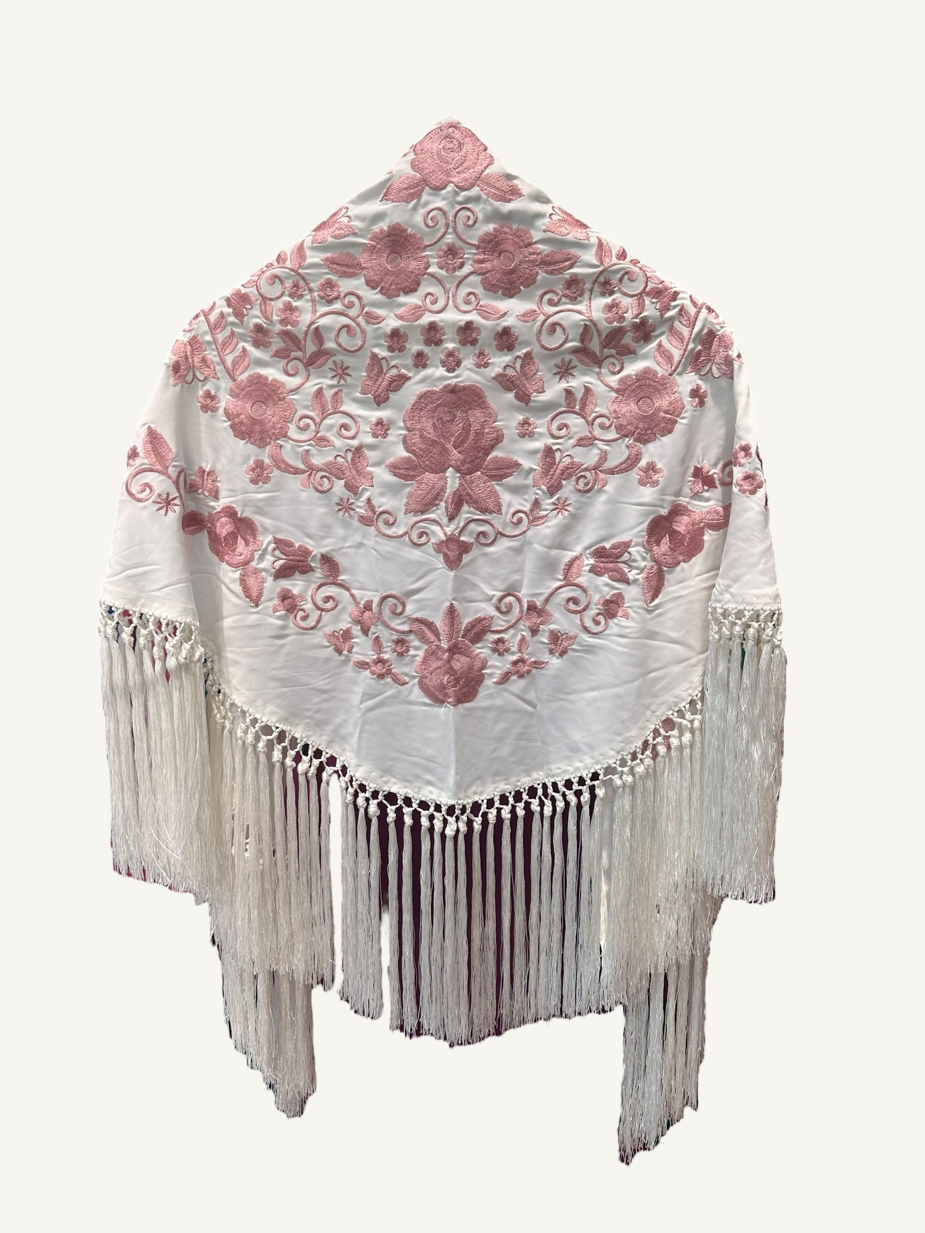 Mantoncillo fantasía blanco bordado rosa palo