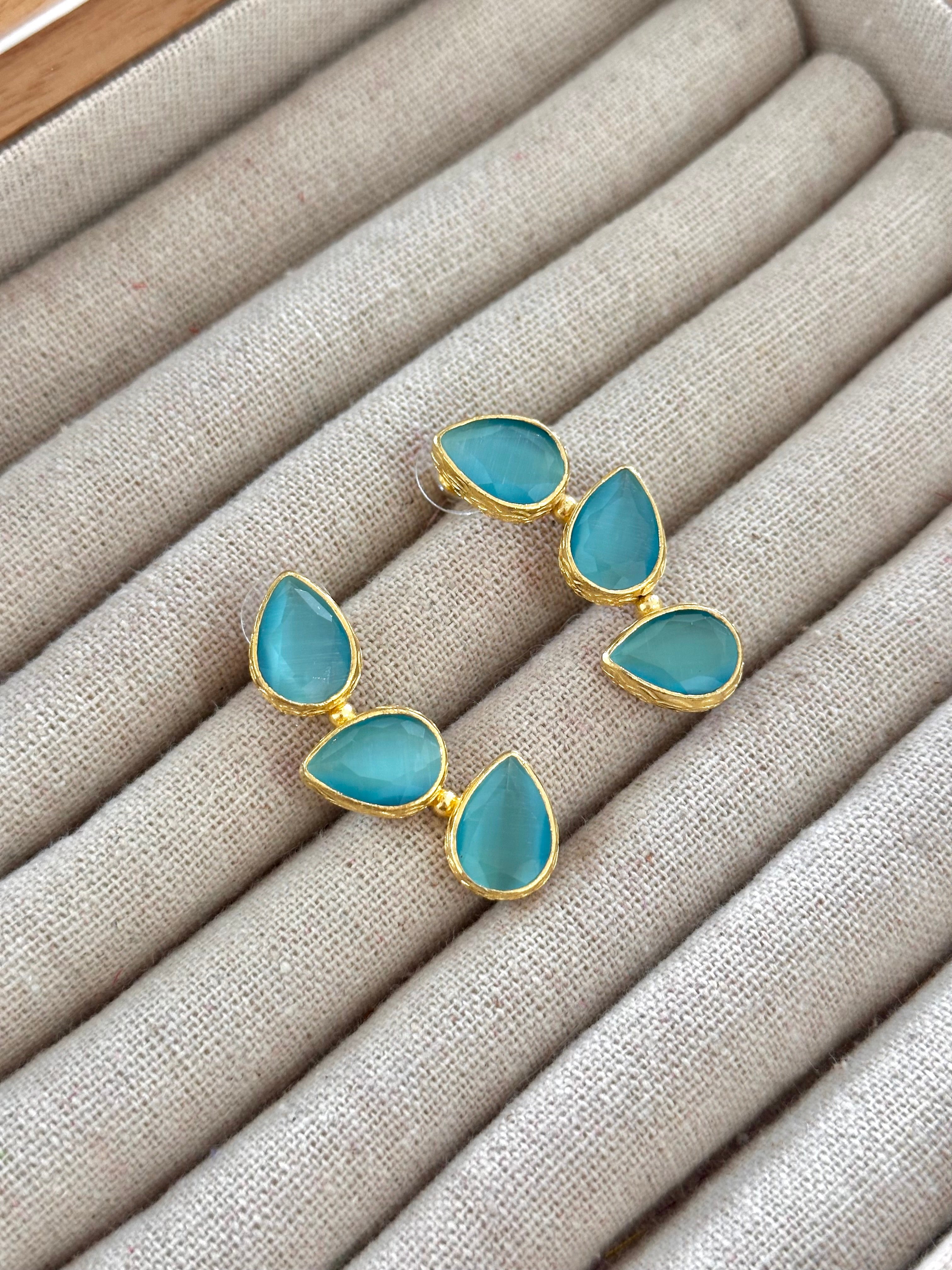 Pendientes Trío Piedra Turquesa