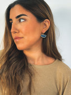 Pendiente abanico cristal azul zafiro