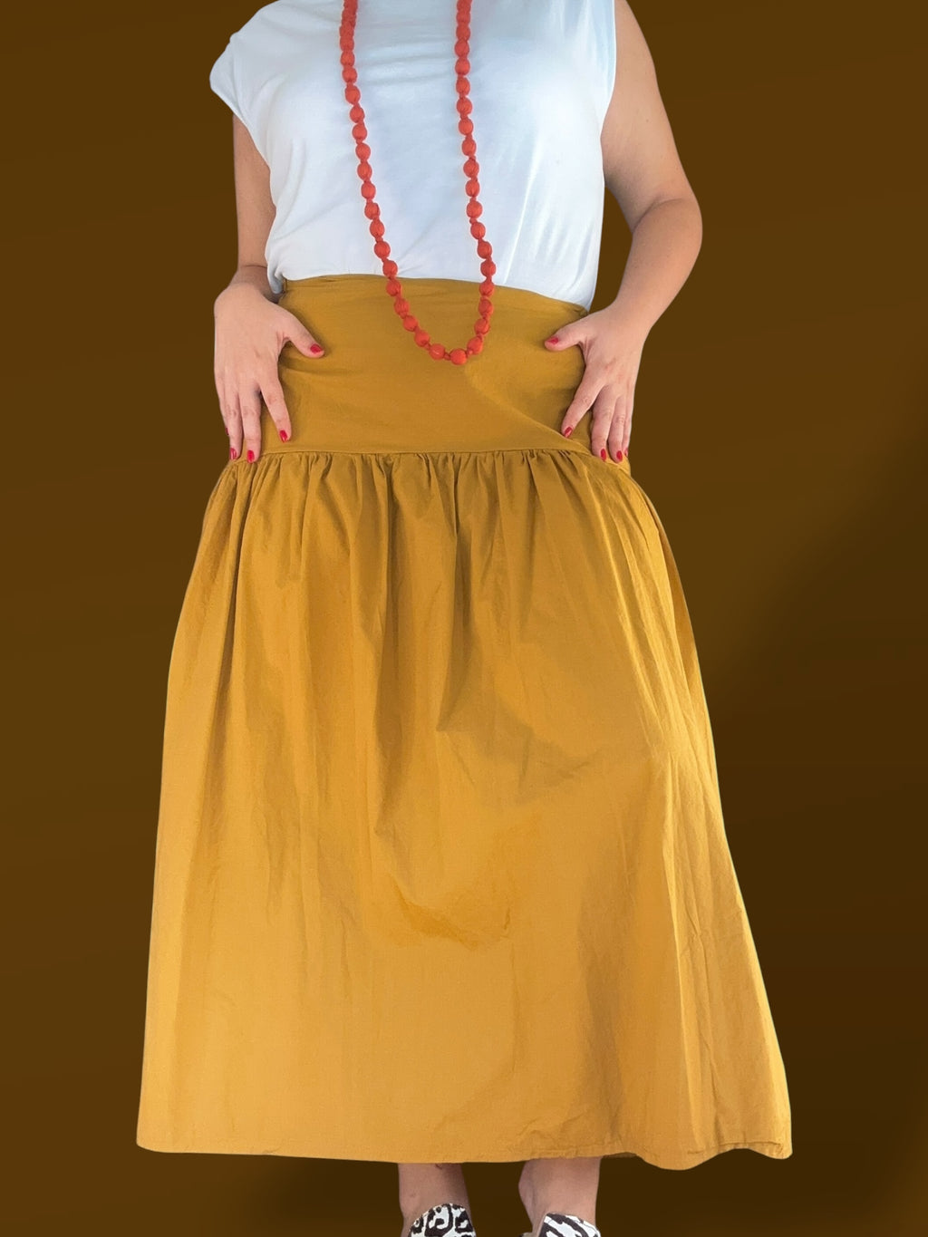 Falda Abullonada fajín mostaza