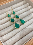 Pendientes lágrima triple Esmeralda