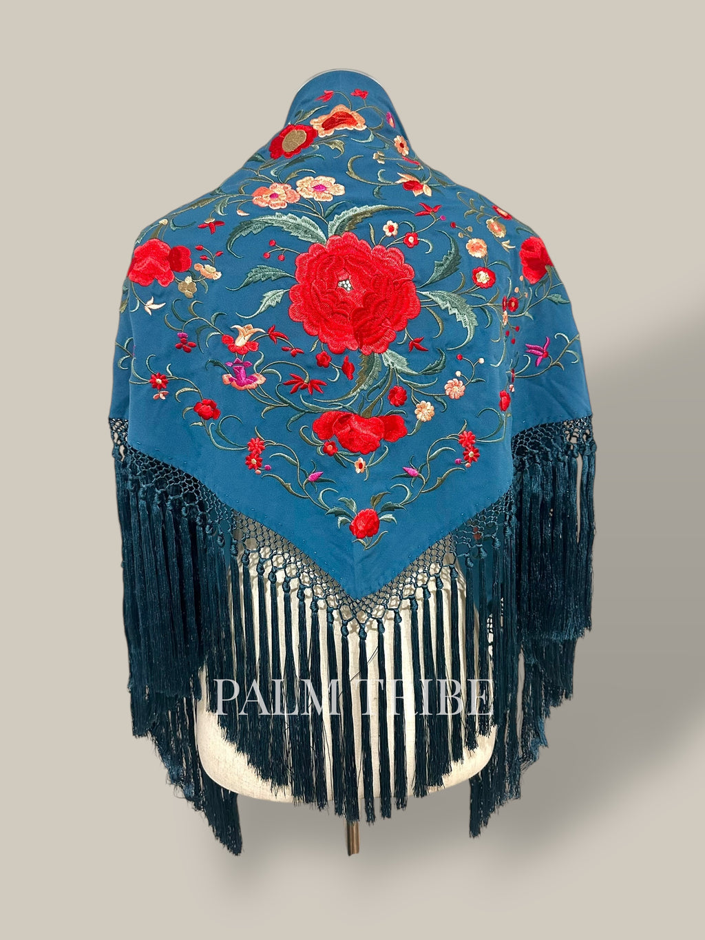 Mantoncillo Jaleo Azul Ducado con rojo