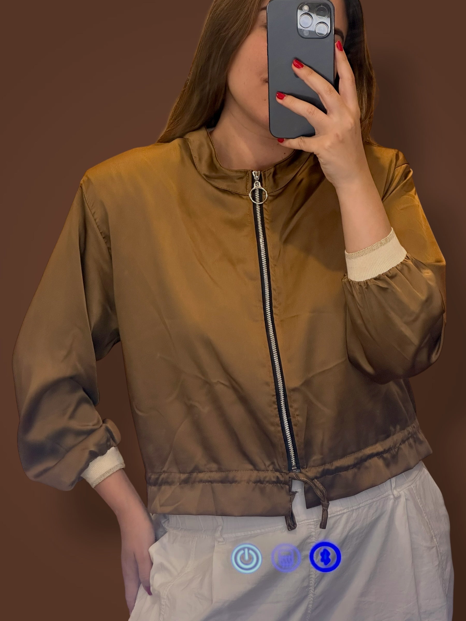 Bomber satinada dorada oscuro