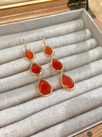 Pendientes lágrima triple naranja