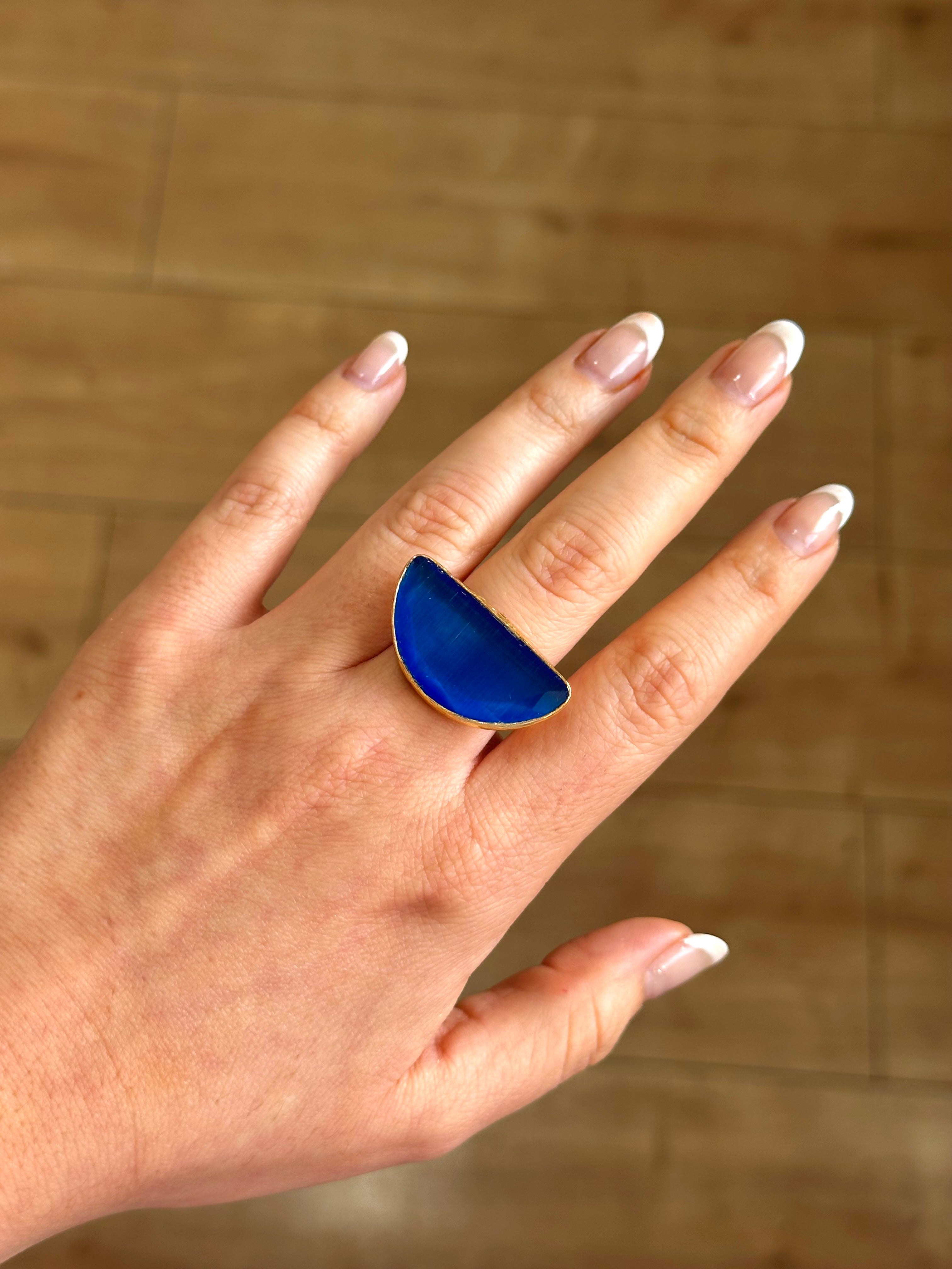 Anillo Afrodita Maxi Azul Eléctrico