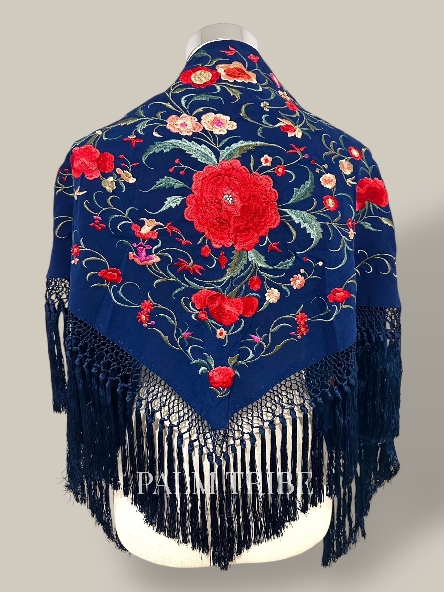 Mantoncillo Jaleo Azul Marino con rojo
