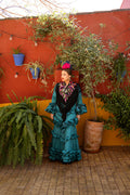 Traje de flamenca - Modelo Lirio Turquesa lunar negro