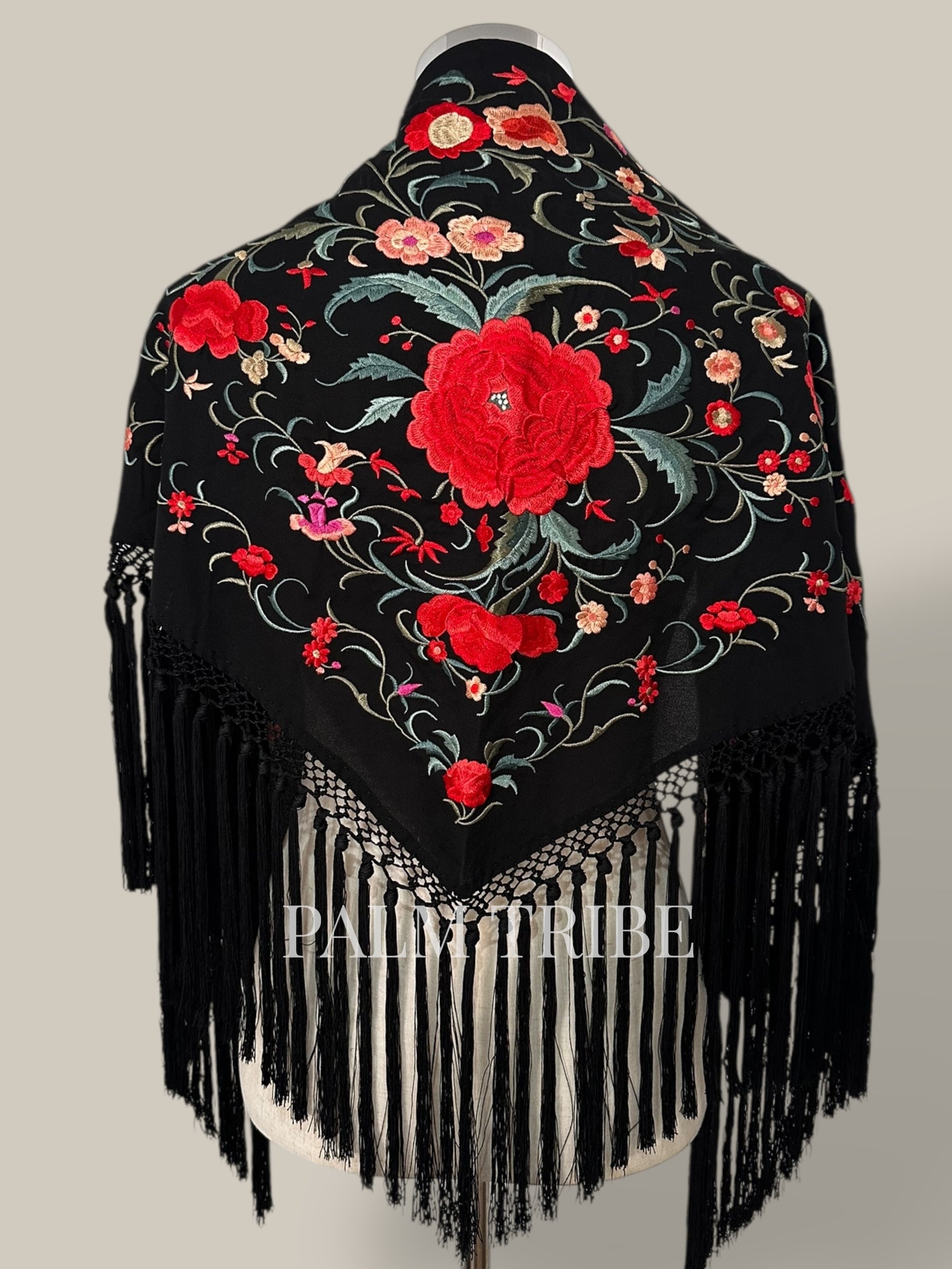 Mantoncillo Jaleo Negro con rojo