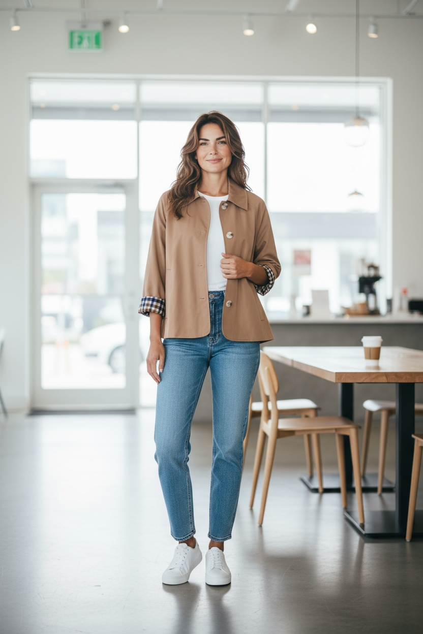 Gabardina Corta Camel