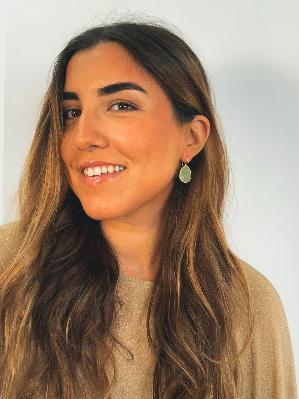 Pendiente gota cristal verde claro