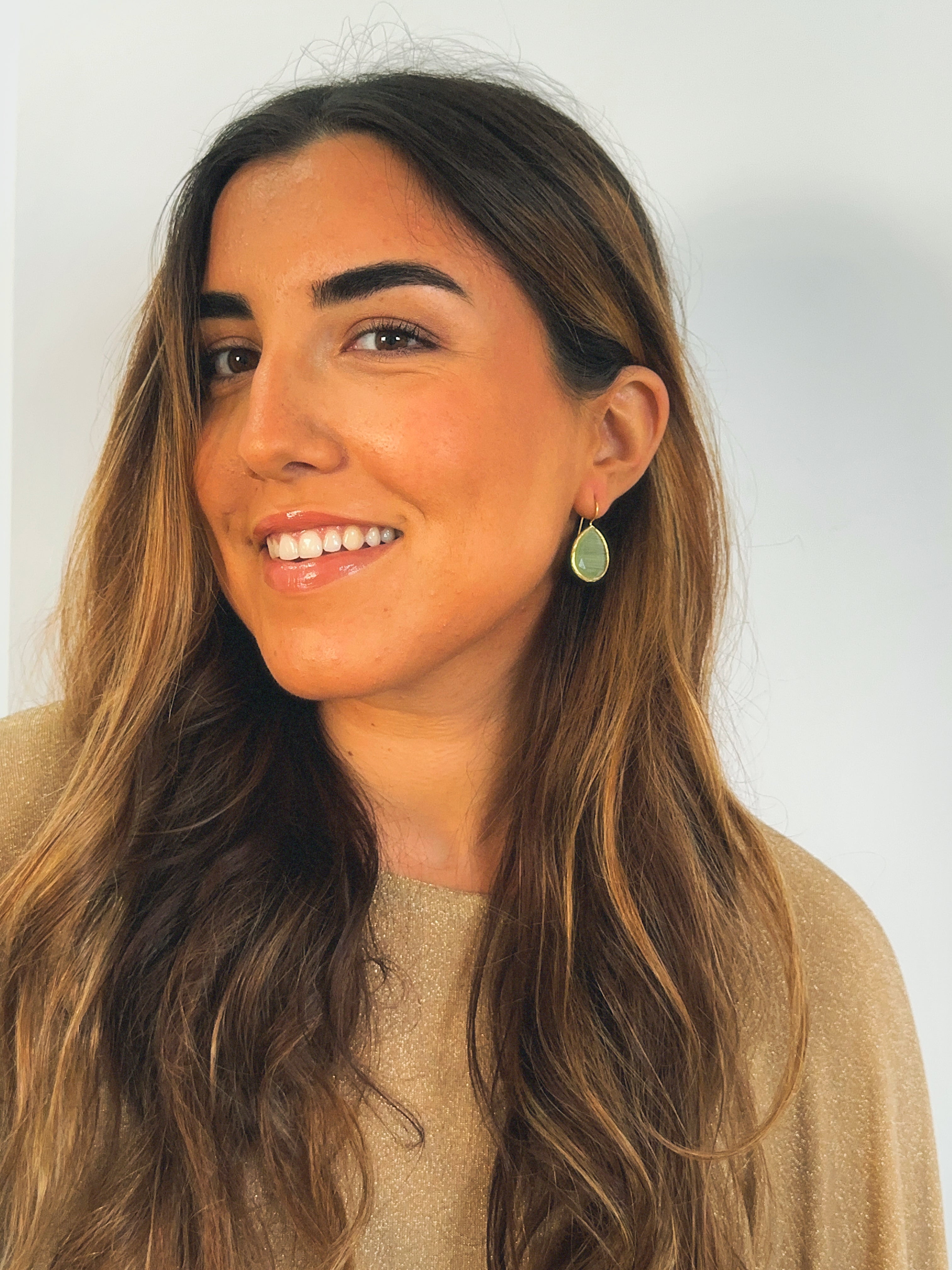 Pendiente gota cristal verde claro