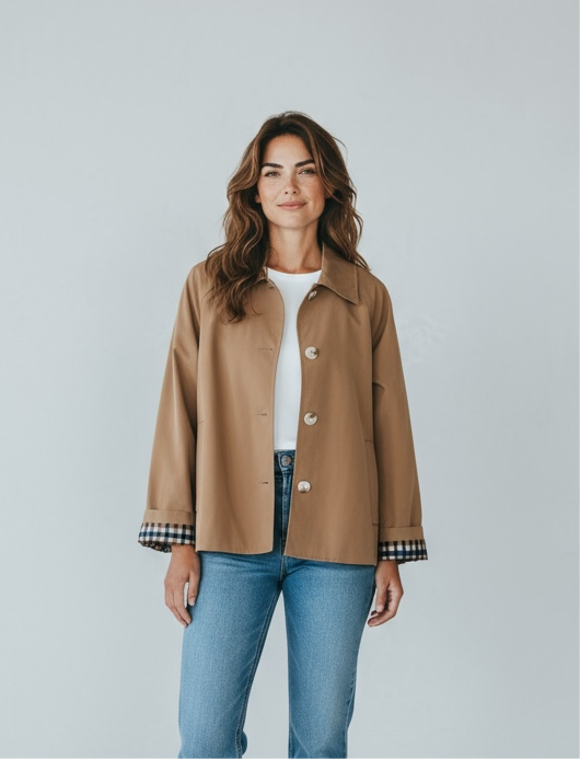 Gabardina Corta Camel