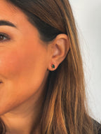 Pendiente botón cristal esmeralda