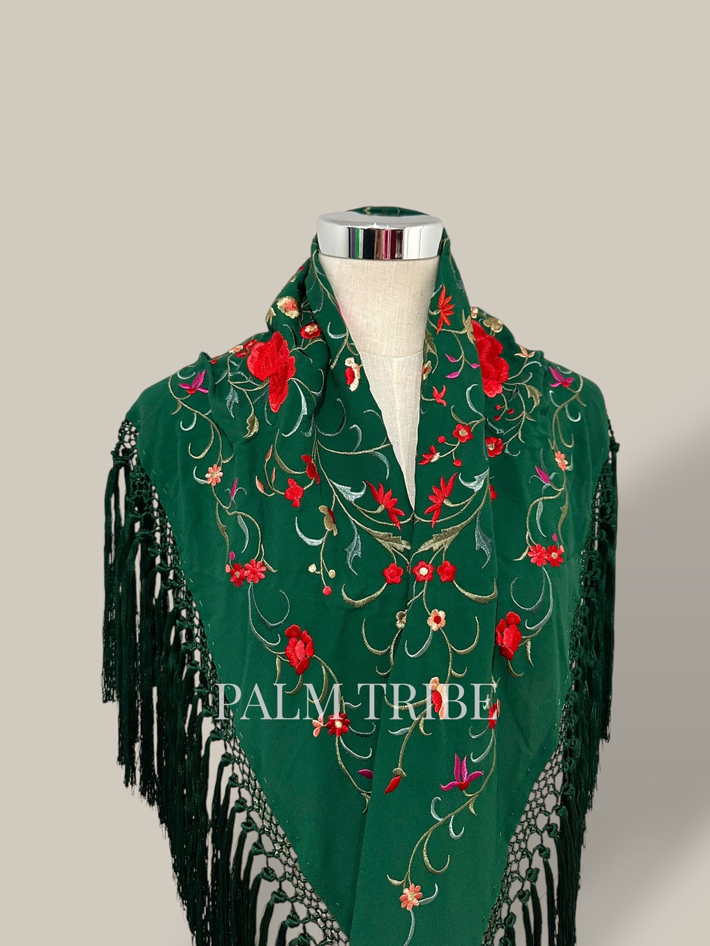 Mantoncillo Jaleo Verde Oscuro con rojo