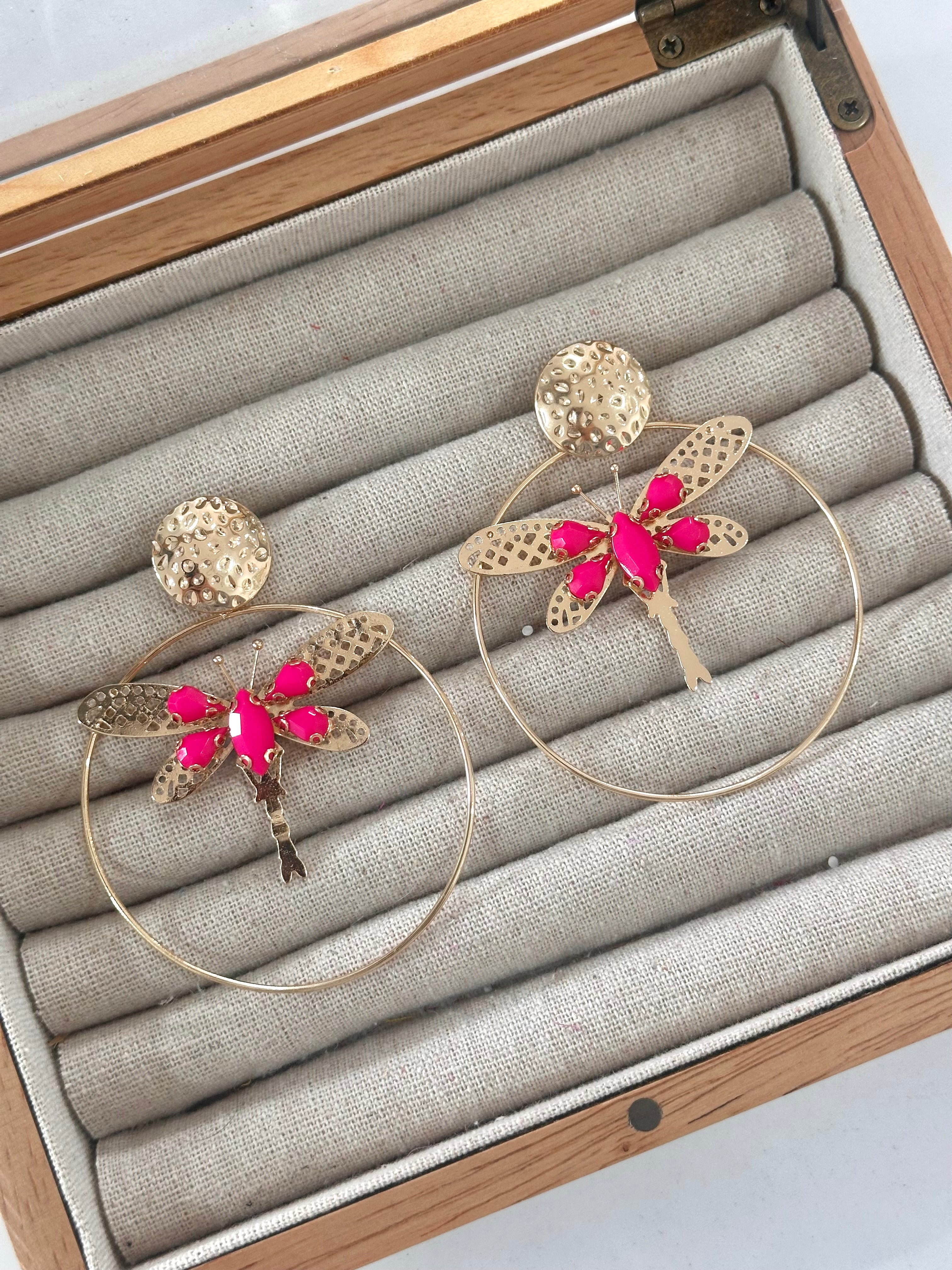Pendientes Libélula Fucsia