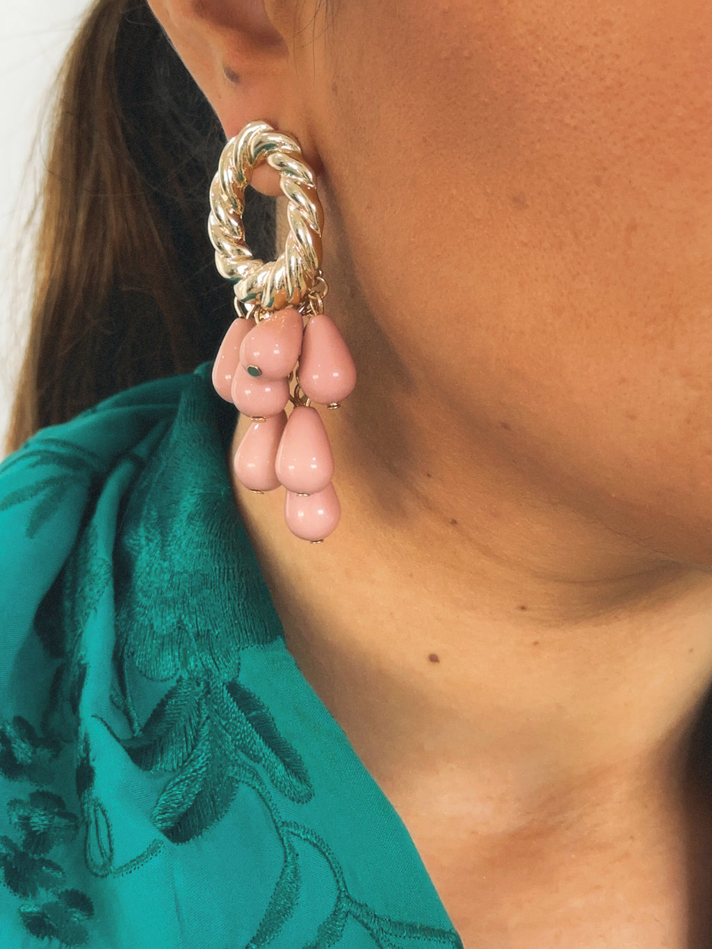 Pendientes Cascada Rosa Palo