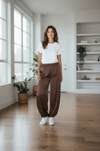 Pantalón Satinado bombacho Marrón