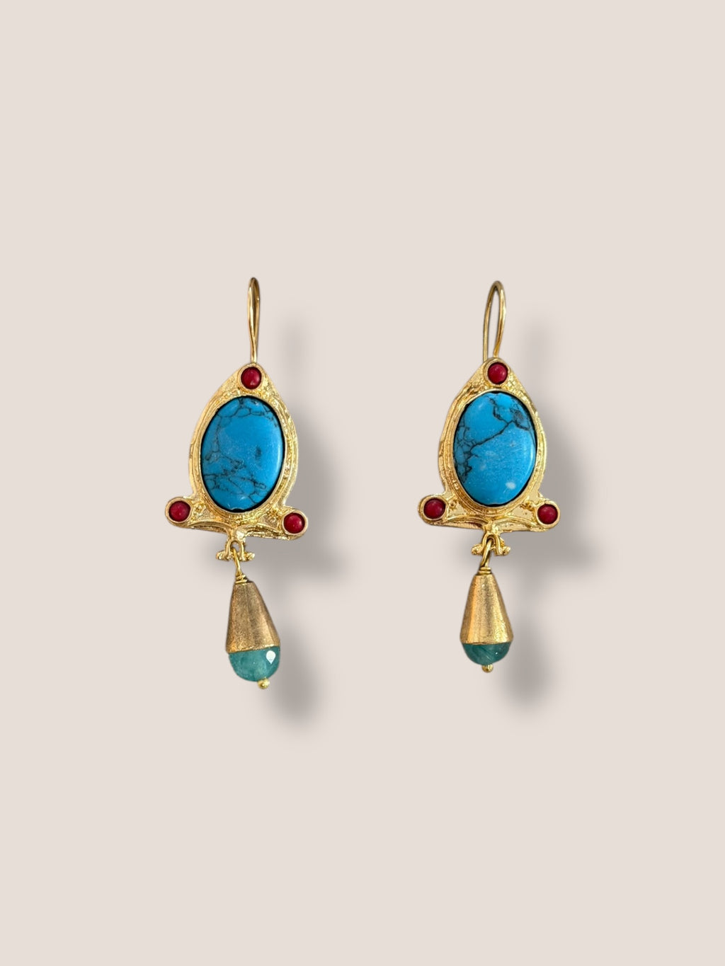 Pendientes Duque turquesa y rojo