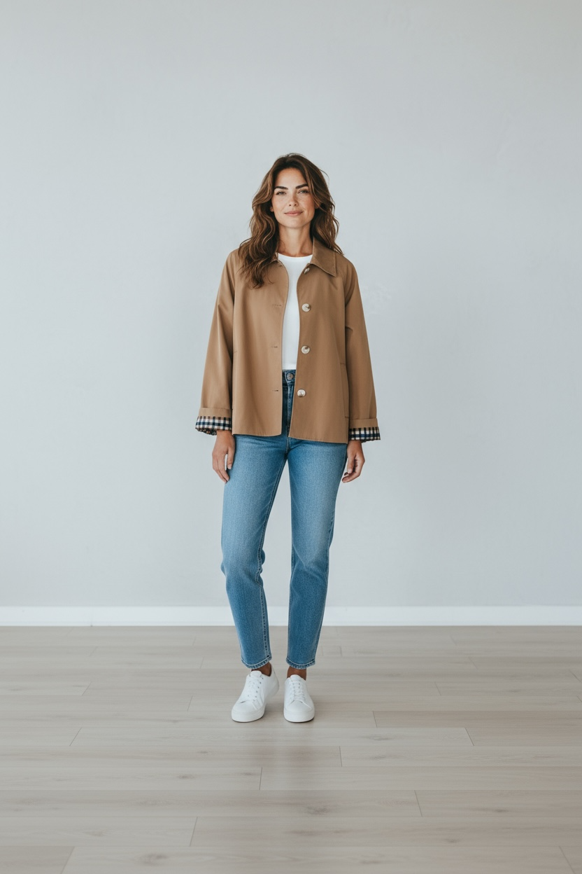 Gabardina Corta Camel