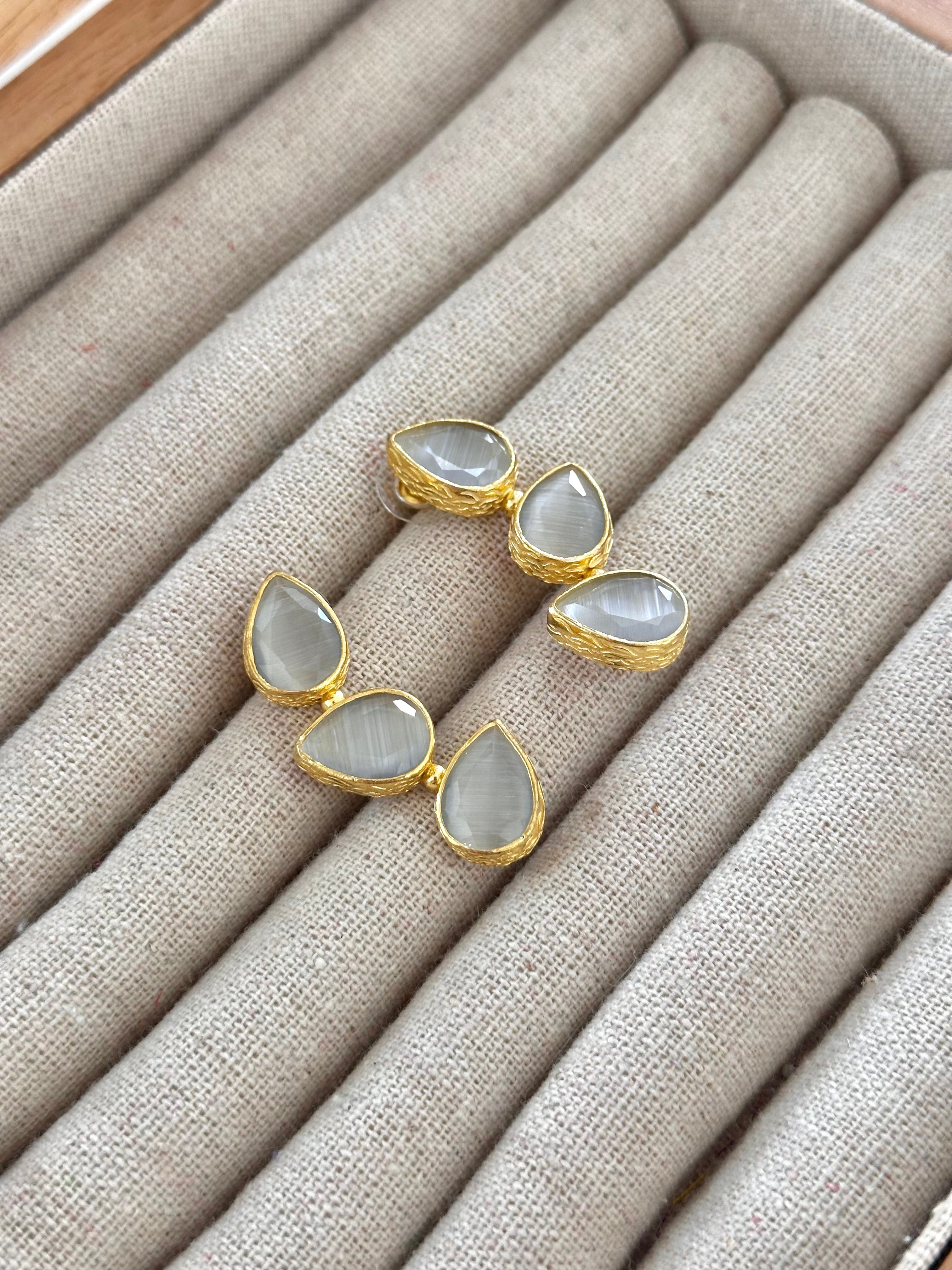 Pendientes Trío Piedra Blanco