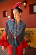 Mantoncillo Jaleo Azul Ducado con rojo