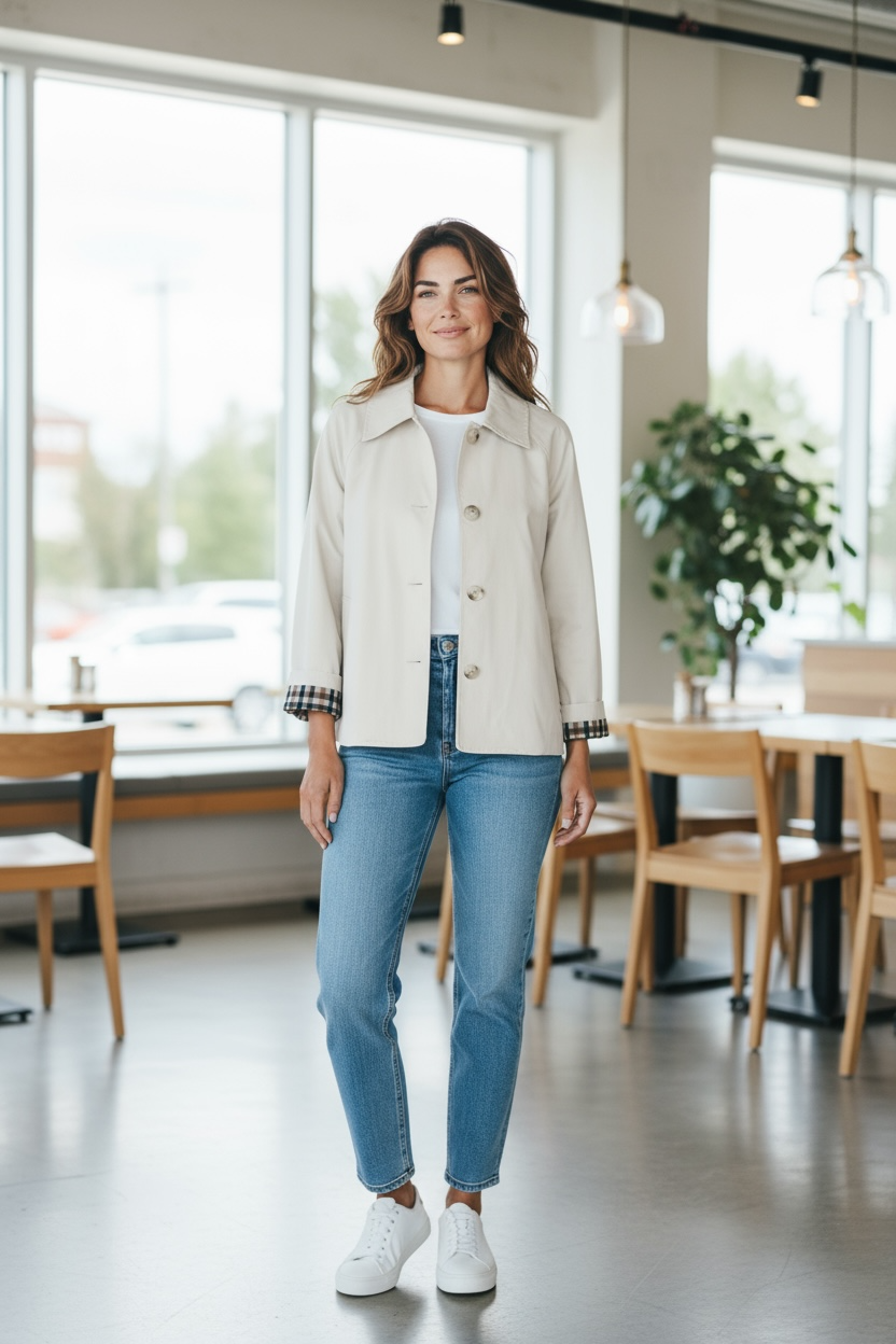 Gabardina Corta Beige