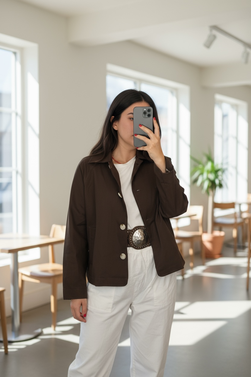 Gabardina Corta Marron