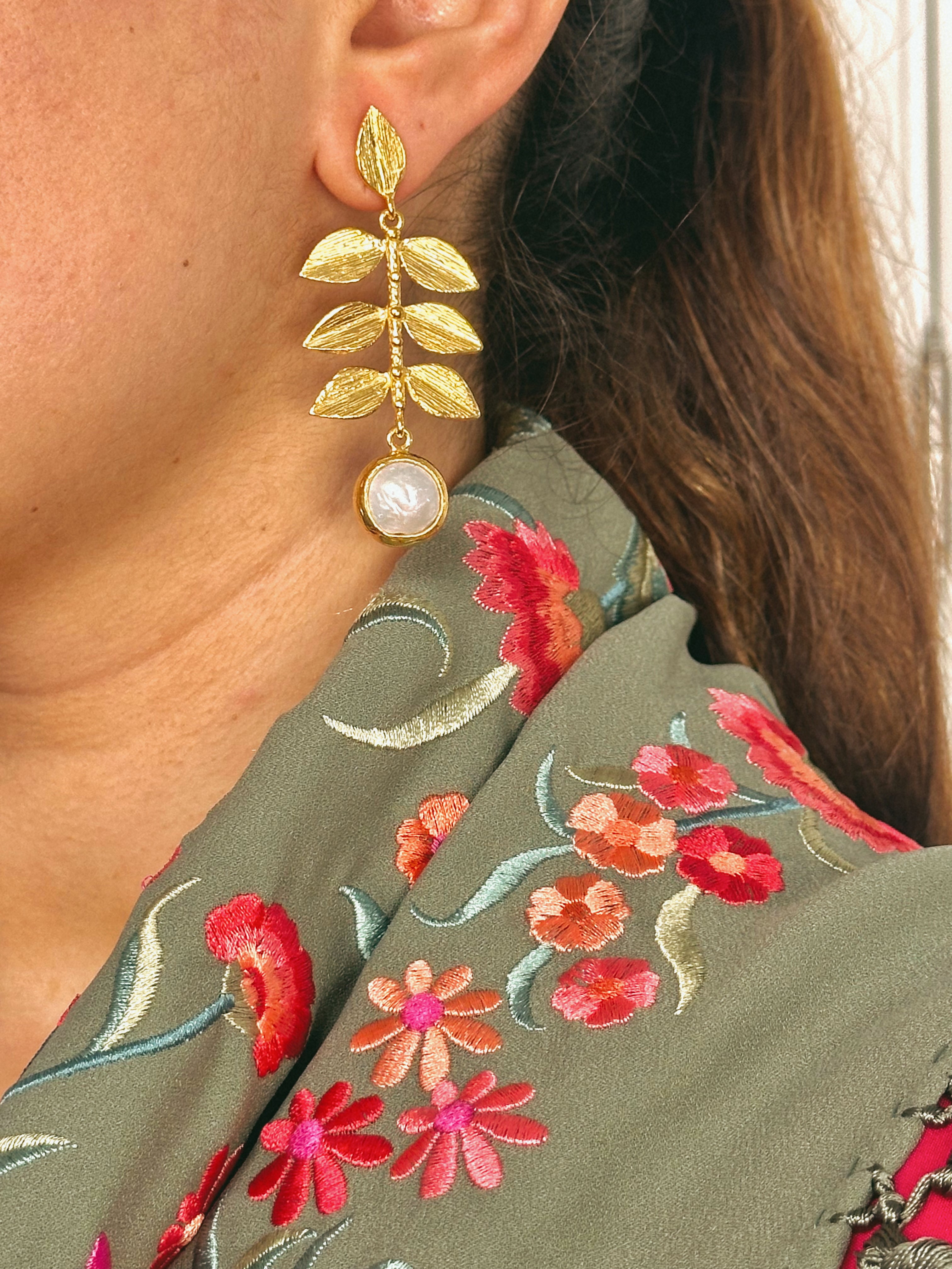 Pendientes Hoja Perla Madre