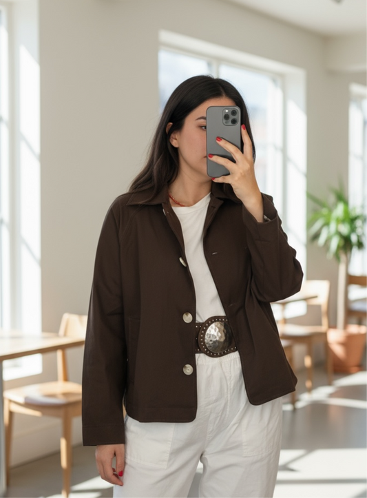 Gabardina Corta Marron