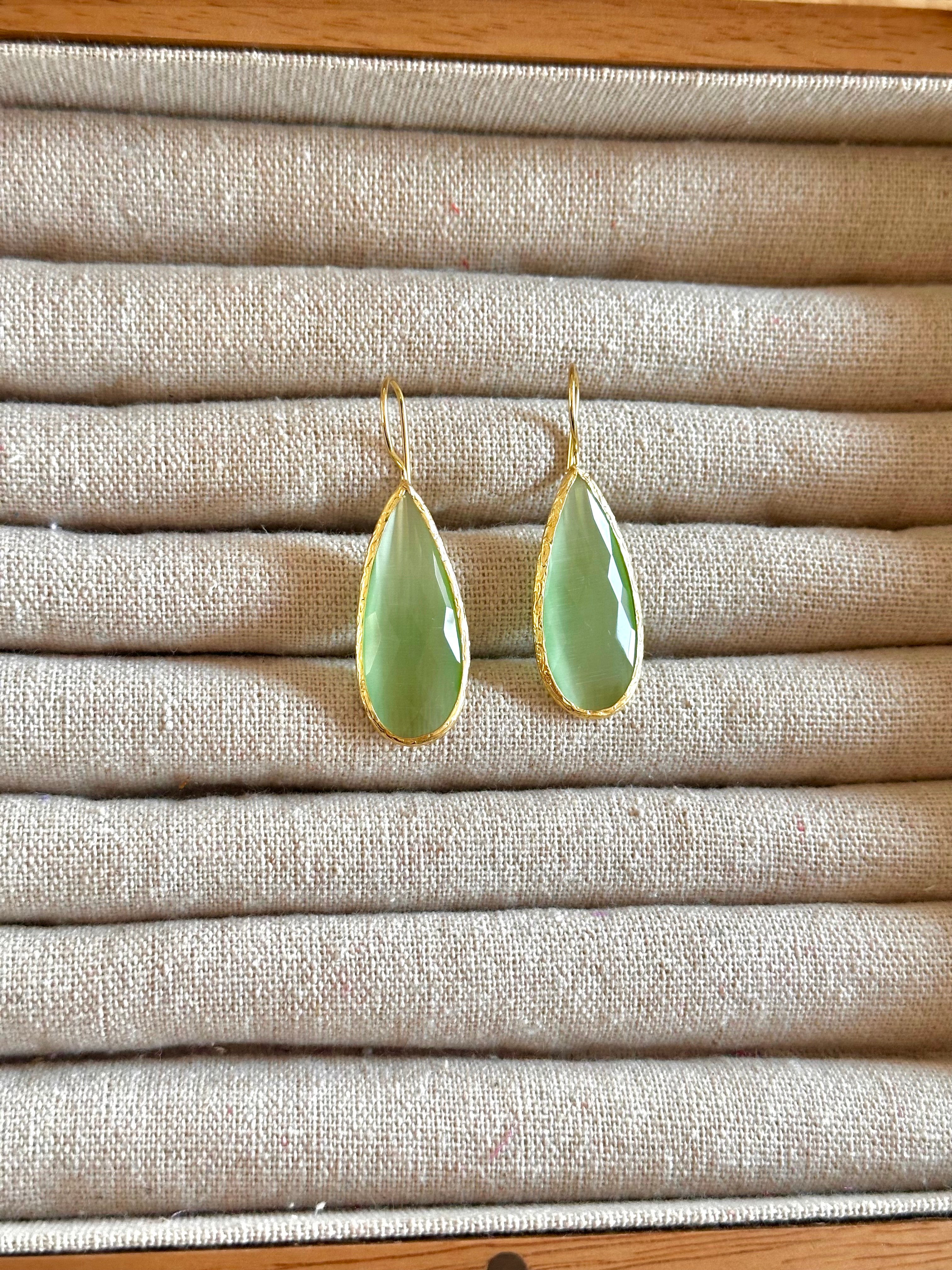 Pendientes lagrima big verde