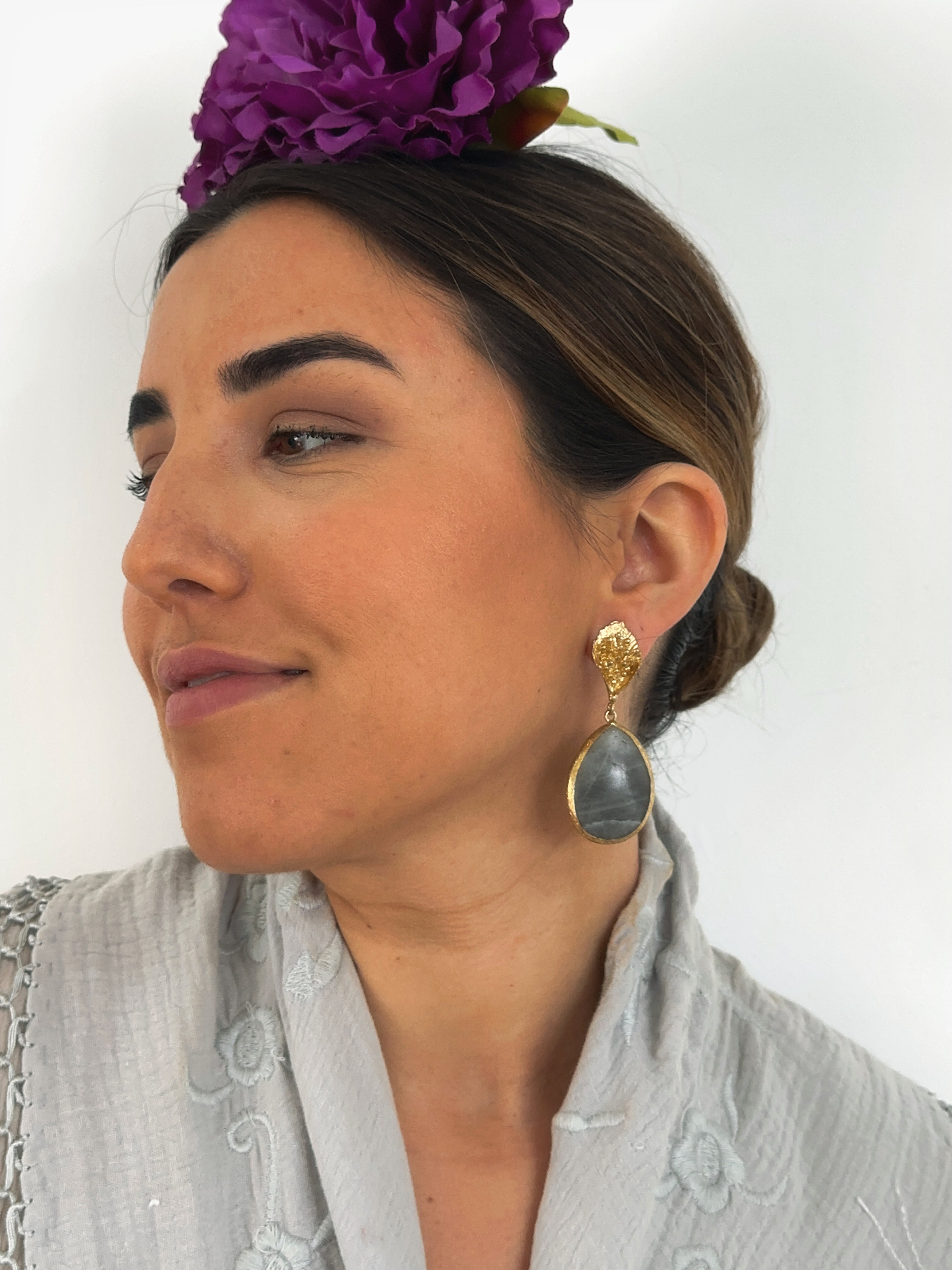 Pendientes Pepa Piedra Natural gris