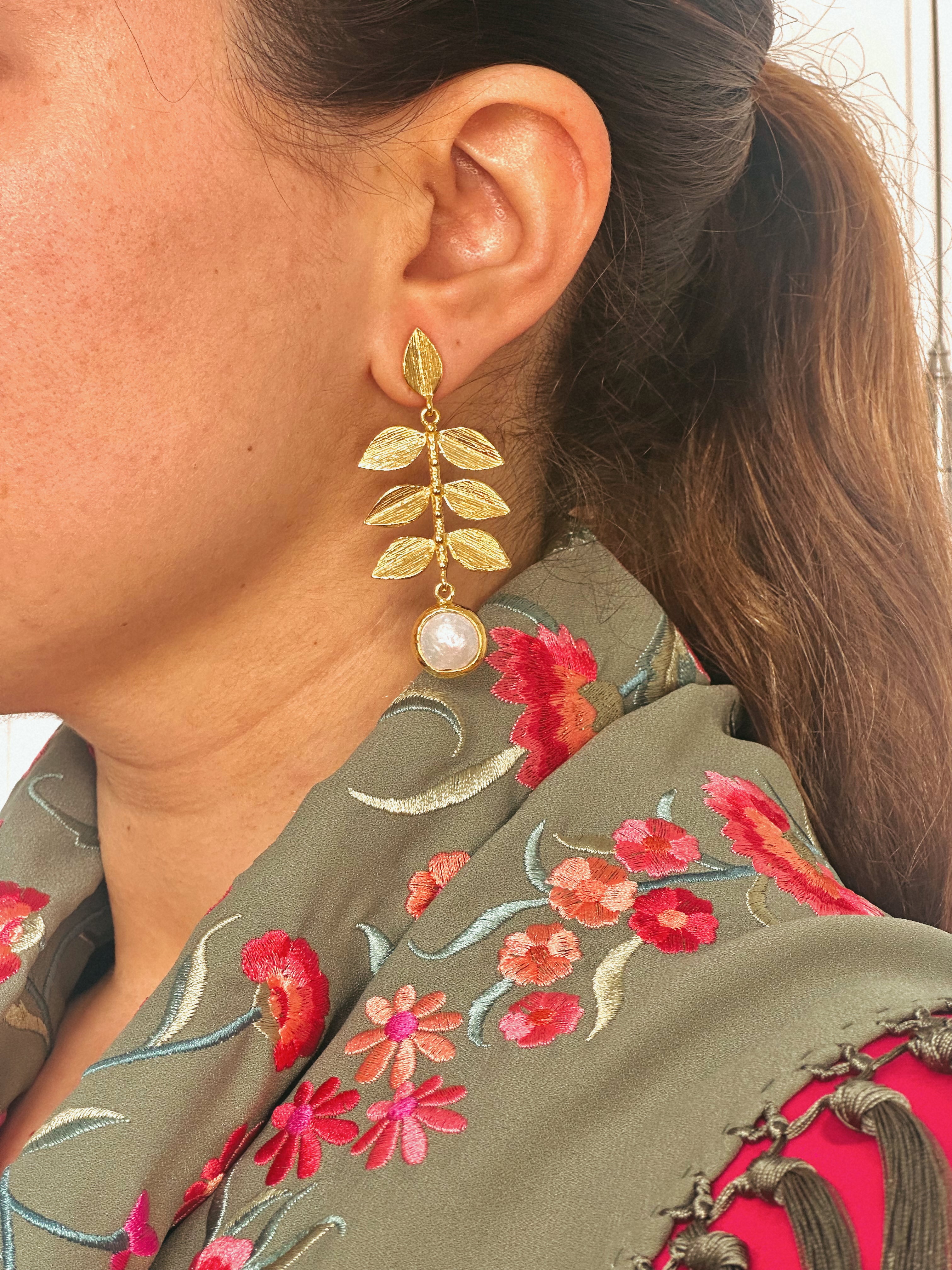 Pendientes Hoja Perla Madre